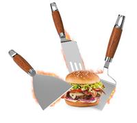 Gimars Set di 3 Spatole Professionali per Barbecue,Palette e Raschietto in Acciaio Inossidabile per Piastra Plancha,Accessori Teppanyaki Smash Burger Kit,Utensili per Griglia Barbecue Pizza