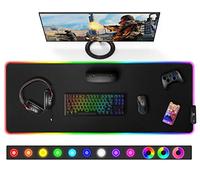 Gimars Tappetino Mouse Gaming RGB, 800x300x4mm - Tappetino Mouse XXL, 12 Modalità di Illuminazione, Tappetino Scrivania Grande Mouse Pad RGB con Superficie Liscia Premium, Base in Gomma Antiscivolo