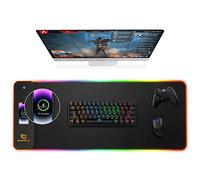 Gimars Tappetino Mouse Gaming RGB con Ricarica Wireless da 15W, 800x300x4mm - Tappetino Mouse XXL, 10 Modalità di Illuminazione, Tappetino Scrivania Grande Mouse Pad RGB con Superficie Liscia Premium