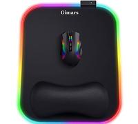 Gimars Tappetino Mouse RGB Poggiapolsi, 10 Modalità LED, 304x254mm Mouse Pad XL Ergonomico, Poggiapolsi Mouse Gaming Base in Gomma Antiscivolo, Tessuto in Lycra per Laptop, PC, Ufficio