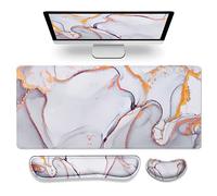 Gimars Tappetino per mouse 3 in 1 e poggiapolsi per tastiera, grande tappetino per mouse da gioco e poggiapolsi per scrivania, ufficio, casa, comodo cuscinetto da polso in memory foam, facile da