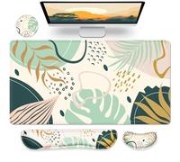 Gimars Tappetino per mouse 3 in 1 e poggiapolsi per tastiera, grande tappetino per mouse da gioco e supporto per il polso per scrivania, ufficio, casa, comodo cuscinetto da polso in memory foam,