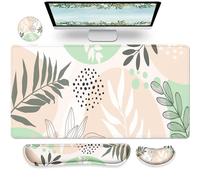 Gimars Tappetino per mouse 3 in 1 e poggiapolsi per tastiera, grande tappetino per mouse da gioco e supporto per il polso per scrivania, ufficio, casa, comodo cuscinetto da polso in memory foam,