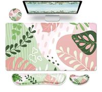 Gimars Tappetino per mouse 3 in 1 e poggiapolsi per tastiera, grande tappetino per mouse da gioco e supporto per il polso per scrivania, ufficio, casa, comodo cuscinetto da polso in memory foam,