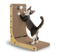 Gimars Tiragraffi per gatti in cartone spesso a forma di L, 47 cm, con sfera a campana, montaggio a parete, per proteggere i mobili