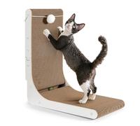 Gimars Tiragraffi per gatti in cartone spesso a forma di L, 47 cm, con sfera a campana, montaggio a parete, per proteggere i mobili