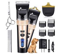 Gimars Tondeuse de toilettage 2 en 1 pour chien avec petite tondeuse, rasoir pour chien à 3 vitesses, kit de tondeuse à cheveux avec peigne et ciseaux, électrique sans fil USB pour chien, chat