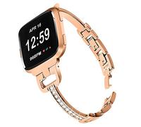 GIMart Cinturino di ricambio compatibile con Fitbit Versa 2/Versa/Versa Lite, in metallo, con strass, per donne e ragazze, taglia S e L, 5.5-8.5 inch, acciaio inox