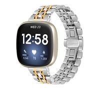 Gimartuk Compatibile con Fitbit Versa 3/Fit bit Sense Strap per donne e uomini, Solid Steel Stainless Steel Versa 3 Band Cinturino di ricambio per Sense Small Large (argento+oro)