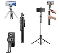 Gimbal Stabilizer - Master Every Move, Smartphone Gimbal Stabilizer, Foldable 2-in-1 Tripod& Selfie Stick with Fill Light & Remote,360°Automatic Rotation,Anti-Shake (Black Standard Edition)
