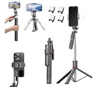 Gimbal Stabilizer - Master Every Move, Smartphone Gimbal Stabilizer, Foldable 2-in-1 Tripod& Selfie Stick with Fill Light & Remote,360°Automatic Rotation,Anti-Shake (Black Dual Light Edition)