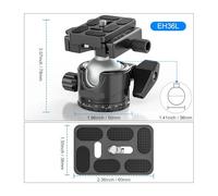 Gimbal Testa, Supporto for testa a sfera for treppiede con morsetto a leva e piastra QR o guida Arca Mlok EH46L/EH36L, carico 25 kg/20 kg(36mm Ball Head)