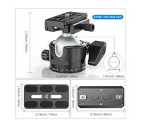 Gimbal Testa, Supporto for testa a sfera for treppiede con morsetto a leva e piastra QR o guida Arca Mlok EH46L/EH36L, carico 25 kg/20 kg(46mm Ball add Mlok)