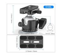 Gimbal Testa, Supporto for testa a sfera for treppiede con morsetto a leva e piastra QR o guida Arca Mlok EH46L/EH36L, carico 25 kg/20 kg(46mm Ball Head)