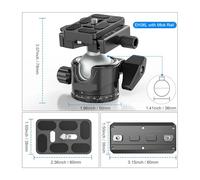 Gimbal Testa, Supporto for testa a sfera for treppiede con morsetto a leva e piastra QR o guida Arca Mlok EH46L/EH36L, carico 25 kg/20 kg(36mm Ball add Mlok)