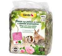 Gimbi Fieno Ricco di Fibre 500 gr: Fieno con Petali di Rosa e Menta Aromatica