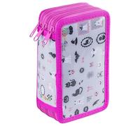 GIMBOO Astuccio scolastico/Con accessori/3 scomparti/Halloween/Rosa