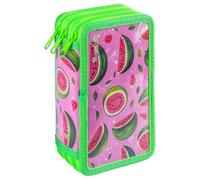 GIMBOO Astuccio scolastico/Con accessori/3 scomparti/Watermelon/Verde