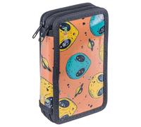 GIMBOO Astuccio scolastico/Con contenuto/2 scomparti/Alien/Arancione-nero