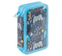 GIMBOO Astuccio scolastico/Con contenuto/2 scomparti/Jumbo Gamer/Blu