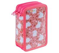 GIMBOO Astuccio scolastico/Con contenuto/3 scomparti/Bunnies/Rosa