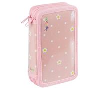 GIMBOO Astuccio scolastico/Con dotazione/2 scomparti/Jumbo Daisy/Rosa