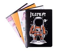 gimboo Quaderno scolastico formato A5, 32/32 fogli a righe, confezione da 8 pezzi, colori assortiti, per bambini a scuola elementare, con bordo, biglietti bianchi
