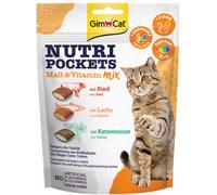 GimCat Nutri Pockets Mix Malto & Vitamina - Snack croccante per gatti con ripieno cremoso e ingredienti funzionali - 1 sacchetto (1 x 150 g)