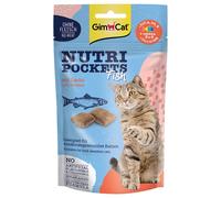 GimCat Nutri Pockets Fish Salmone - Snack croccante per gatti con ingredienti funzionali - 1 busta (1 x 60 g)