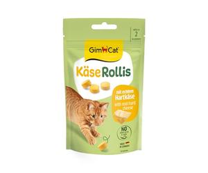 GimCat Rollis al formaggio, Snack per gatti senza cereali e ricco di vitamine, con formaggio a pasta dura genuino, Confezione da 8, 8 x 40 g