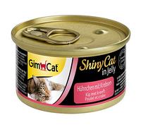 GimCat ShinyCat Pollo con gamberi in gelatina, Alimento umido per gatti con carne e taurina, 24 scatolette, 24 x 70 g