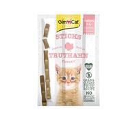 GimCat Sticks Kitten Tacchino, Morbide barrette da masticare con un’elevata percentuale di carne e senza aggiunta di zuccheri, 1 confezione, 1 x 3 barrette