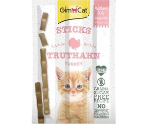 GimCat Sticks Kitten Tacchino, Morbide barrette da masticare con un’elevata percentuale di carne e senza aggiunta di zuccheri, 1 confezione, 1 x 3 barrette (Confezione da 5)