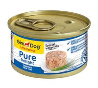 GimDog Pure Delight Tonno, Snack per cani ricco di proteine con pesce tenero in gustosa gelatina, 12 scatolette, 12 x 85 g