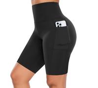 GIMDUMASA Pantaloncini Sportivi Donna Calzamaglia Pantaloni da Yoga A Vita Alta Leggins Shorts con Tasche Laterali Corsa Allenamento Palestra Running Ciclismo Fitness Corti GI317(Nero,s)