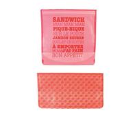 Gimel 528292 - Borsa snack e panini, in plastica, confezione da 4 pezzi, L 18,5 - 19 cm L 10 - 18,5 cm H 4 - 4 cm, riutilizzabile, colore: rosso