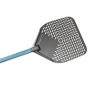 GIMETAL Pala Pizza in Alluminio anodizzato Forata Rettangolare, Dim. 36x36 cm, Manico 120 cm