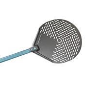 GIMETAL Pala Pizza in Alluminio anodizzato Forata Tonda, diam. 33 cm, Manico 150 cm