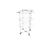 GIMI Modular 3 Stendibiancheria da Pavimento, Stendino a Torre, Verticale, con Ruote, Spazio di Stenditura 30 m, Acciaio, Bianco/Blu, 71 x 71 x 132 cm