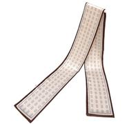 GIMIRO Elegante sciarpa da donna, in poliestere, effetto seta, multicolore, 145 x 12 cm, foulard alla moda, Beige Coffee G MK21-I206, 145x12cm