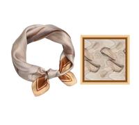 GIMIRO Sciarpa in seta imitata [53 x 53 cm), sciarpe quadrate con motivo impressionismo, sciarpa vintage per lavoro d'ufficio o vita casual, 74# V01 Orange/Cream Stream Of Consciousness, 53 x 53cm