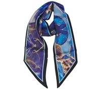 GIMIRO Sciarpa in seta satinata, 148 x 13,5 cm, cravatta a doppio strato, per blazer, cappotto, abito, 21# Dark Blue / Golden Light, 148cm x 13,5cm