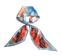 GIMIRO Sciarpa in seta satinata, 148 x 13,5 cm, cravatta a doppio strato, per blazer, cappotto, abito, 96# grigio - Light Blue Edge - Golden Autumn, 148cm x 13,5cm
