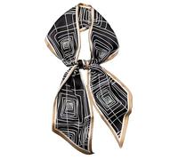 GIMIRO Sciarpa in seta satinata, 148 x 13,5 cm, cravatta a doppio strato, per blazer, cappotto, abito, Black Panes, 148cm x 13,5cm