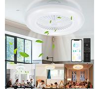 Gimisgu 2x80W Ventilatore da soffitto con Lampada, 6- Marce Ventola da Soffitto inversione senso di rotazione Modalità Estiva e Invernale, Dimmerabile LED Plafoniere con Telecomando e APP