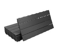 Gimisgu Piastrelle per terrazze, in WPC, 30 x 60 cm, effetto legno, piastrelle a clic, per balcone, terrazze, piastrelle a clic, in plastica, con drenaggio, set da 6 per 1 m², antracite