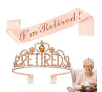 GIMOCOOL Corona in Pensione - Regali in Pensione per Le Donne - Fascia di pensionamento e Set di Tiara, Corona di Tiara d'oro, Fascia di pensionamento in Pensione per la Decorazione