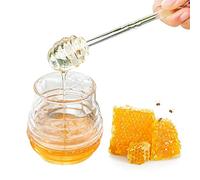 GIMOCOOL Vaso per miele da 235,3 ml - Contenitore per sciroppo in vetro con mestolo e coperchio - Dispenser per contenitori per sciroppo, torta, marmellata, gelatina, 235,3 g