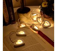 Gimuk 20 LED ha condotto caldo bianco cuore di legno fata corda luce matrimonio Natale decorazione festa illuminazione batteria (20 LED)