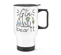 Gin And Bear It Tazza Da Viaggio Con Manico - Divertente Thermos Grin Scherzo